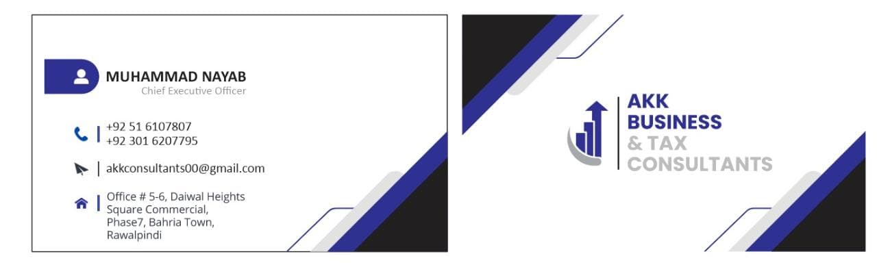 Muhammad Nayab, Chief Executive Officer of AKK Consultants, business card